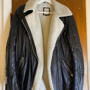Carmar Black Leather Shearling Lined Moto Jacket